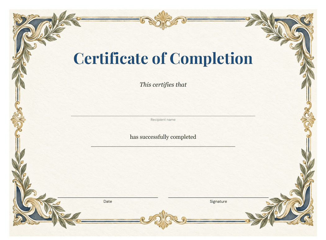 Preview of the first page of Classic certificate